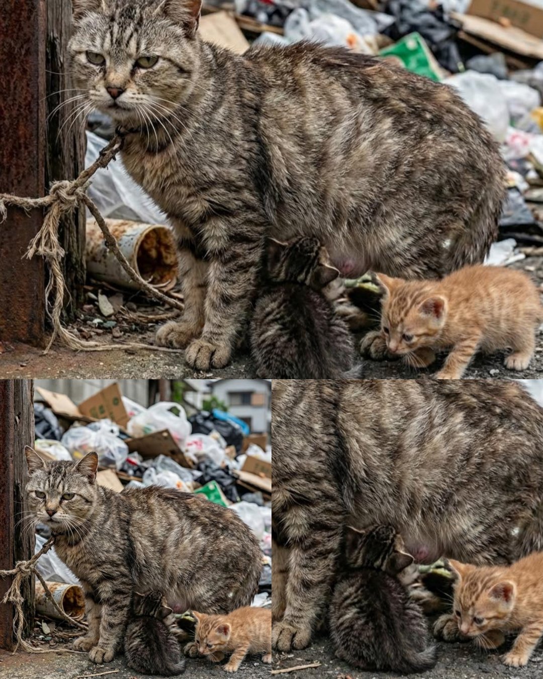 A Mother’s Unyielding Love: The Heart-Wrenching Rescue of a Stray Cat and Her Kittens
