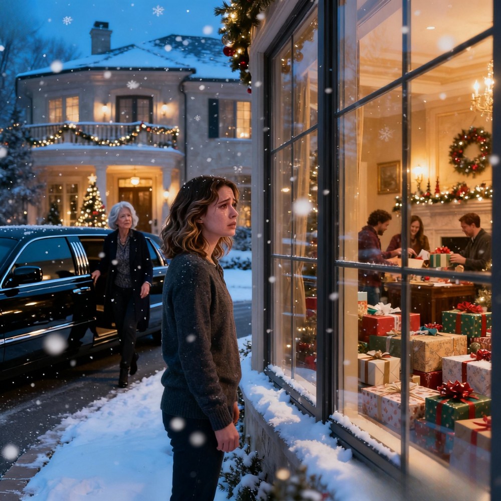 It was -10°C on Christmas Eve. My dad locked me out in the snow for “talking back to him at dinner.” I watched them open presents through the window, and an hour later a black limo pulled up — my billionaire grandmother stepped out, saw me shivering, looked at the house, and said one word: “Demolish.”